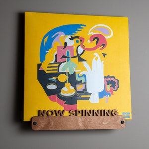 Handcrafted Wooden Vinyl Record Wall Mount - Now Playing Display for Vinyl Records - Rustic Record Holder for Home Decor