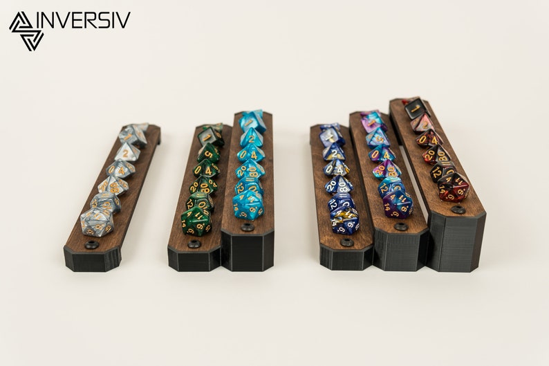 Handcrafted Wooden Dice Display Stand | Minimalist Tabletop Holder for RPG Gaming Dice Sets | Multi-Level Organizer | 1, 2, or 3 Rows image 2