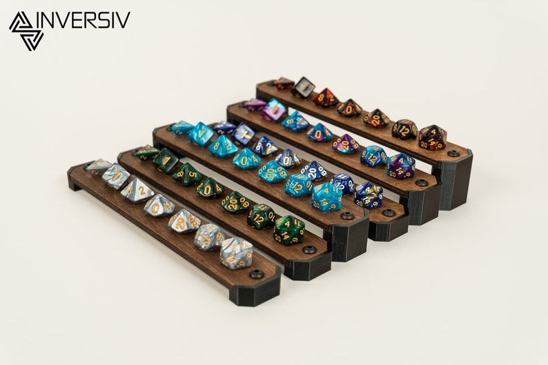 Handcrafted Wooden Dice Display Stand | Minimalist Tabletop Holder for RPG Gaming Dice Sets | Multi-Level Organizer | 1, 2, or 3 Rows image 9