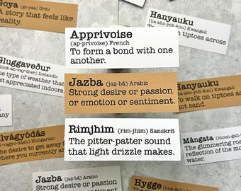 Random Words in Different Languages twenty-eight Word sticker pack for Journaling, Travel Journal, Junk Journal, Scrapbooking, Snail Mail