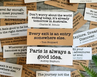 Travel Quotes Phrases Inspired twenty-eight Word sticker pack for Journaling, Travel Journal, Junk Journal Ephemera, Wanderlust Stickers