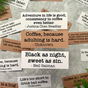 Citations de café, pack d'autocollants de mots de phrases de café pour la journalisation, journal de voyage, éphémères de journal indésirable, style machine à écrire, cadeau pour amateur de café