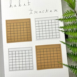 日付なしの毎日の習慣トラッカーグリッドステッカー（バレットジャーナル、月間プランナーデカール、ジャーナル用品、ウェルネス進捗トラッカー用）