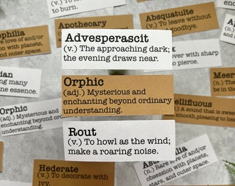Dark Academia Inspired Vintage Word Dictionary twenty-eight sticker pack for Journaling, Travel Journal, Junk Journal Ephemera, Snail Mail
