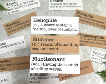 Summer Beach Inspired Dictionary twenty-eight Word sticker pack for Journaling, Bullet Journal, Travel Journal, Junk Journal, Snail Mail