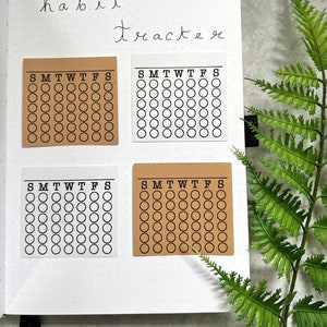 Sonntag bis Sonntag Undatierte Einfache tägliche Habit Tracker Aufkleber für Journaling, Bullet-Journaling, 2024 Planer, Schulanfang