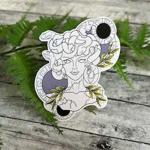 Mythologie grecque Méduse autocollant marbre Statue minimaliste vinyle mat résistant aux intempéries pour journalisation, Bullet Journal, Journal de voyage, planificateur