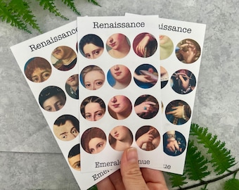 Renaissance Painting Circle sticker sheet for Journaling, Planner, Junk Journal, Snail Mail, Dark Academia, Vintage Ephemera