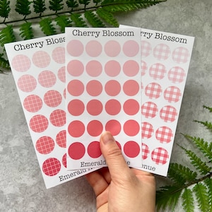 Spring Pink Cherry Blossom Inspired Circle Grid Sticker Sheet for Journaling, Bullet Journal, Scrapbooking, Planner Essentials, Snail Mail