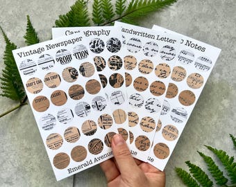 Dark Academia Vintage letter, Music Notes, Cartography Sticker Sheet for Bullet Journal, Travel Journal, Planner, small letter stickers