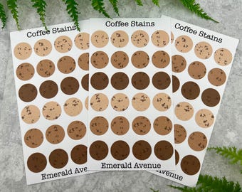 Coffee Stained Sticker Sheet for Journaling, Planner, snail mail, Scrapbooking Supplies, Small Letter Stickers
