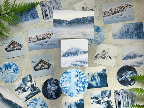 Blue Winter Wonderland Sticker Pack for Journaling, Bullet Journal, Travel Journal, Planner, snail mail, Mood Board Kit