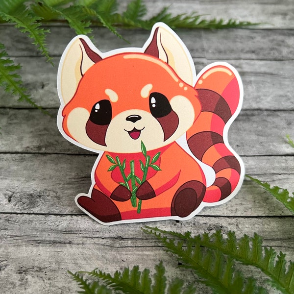 Kawaii Red Panda Sticker Weatherproof Vinyl Sticker Gift for stationery Lover, Panda Waterproof Sticker for Water Bottle, Laptop Decal