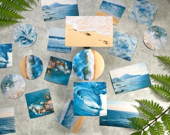 Summer Beach Waves Inspired Twenty-Four Sticker Pack for Journaling, Bullet Journal, Travel Journal, Planner, snail mail, Summer Nature