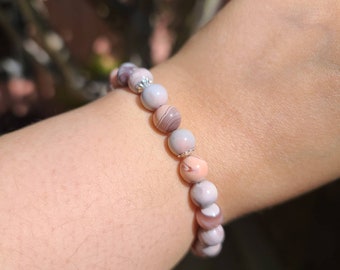 Positive changes bracelet-Pink Botswana Agate