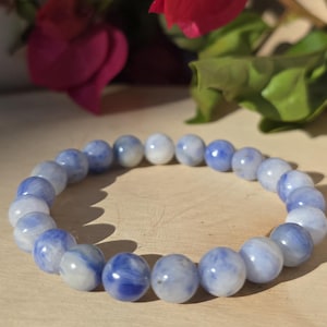 Dumortierite in Quartz bracelet.
