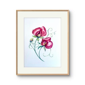 Sweet Peas Watercolor Painting: Original Floral Wall Art (9x12 inches)