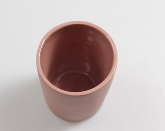 Vaso in ceramica, tazza "Rosa Cipria", vaso o tazza semplice, realizzato a mano al tornio