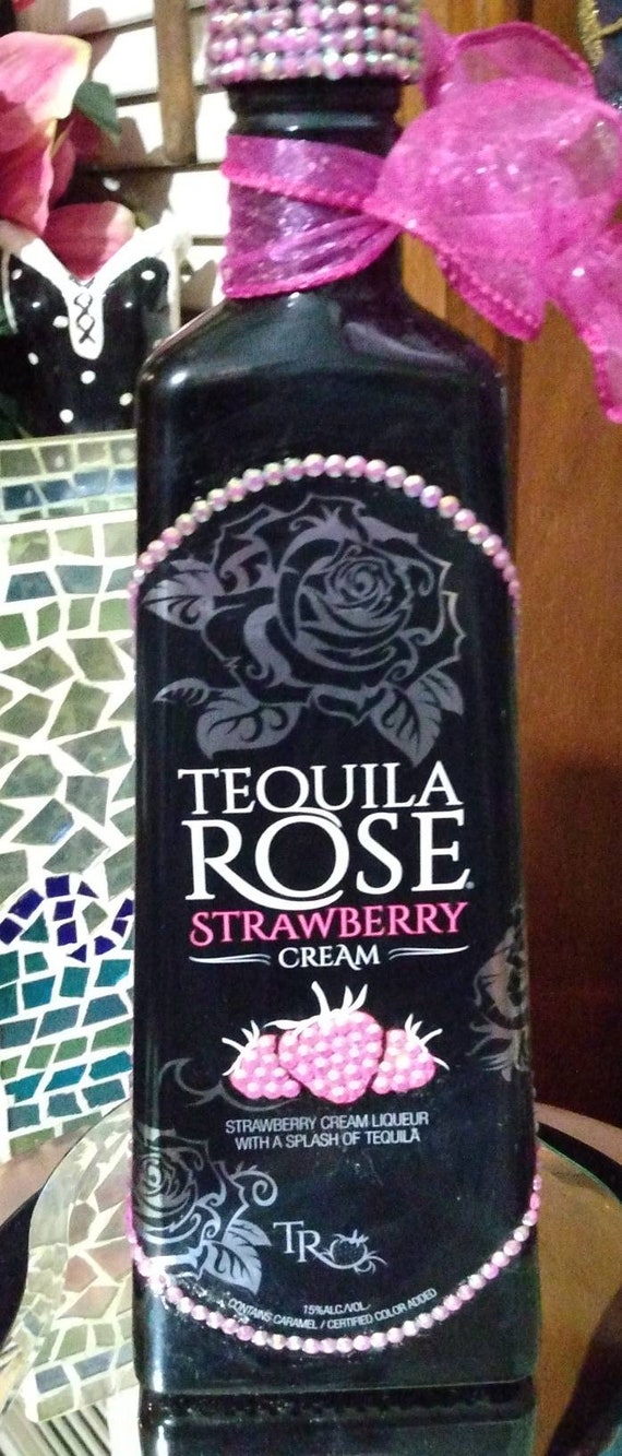 Handmade Tequila Rose Liquor Bottle EMPTY Pink Crystal Etsy