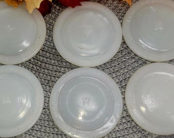 Vintage lot of 6 White Milk glass Mason jar lid inserts, Collectible,  Gift, Canning, Boyd's brand