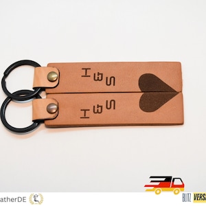 Schlüsselanhänger Set Personalisierte Paar Geschenk Leder - Passendes Paar Schlüsselanhänger für Lederhochzeit
