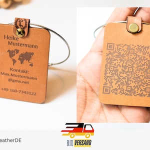 Leder Gepäckanhänger QR code- Kofferanhänger Geschenk Reise Urlaub Valentinstag