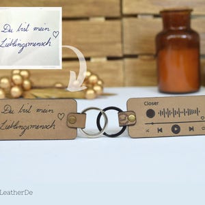 Lied Spoti. Code & Handschrift Leder Schlüsselanhänger Geschenk Personalisierter Schlüsselring mit Musik Lied