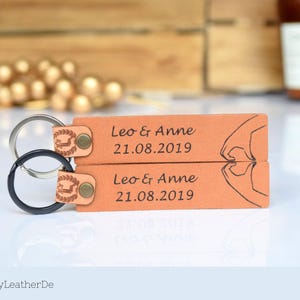 Llavero en forma de corazón, regalo de cuero personalizado para parejas, amigos, aniversarios y San Valentín.
