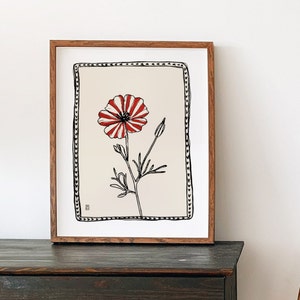 PINWHEEL FLOWER Giclée Fine Art Print, Floral Art, Sketch Illustration, Wall Art, Wall Decor, Minimalist Art, Sketch Art, Illustration Art