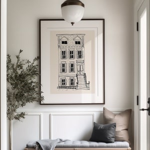BROWNSTONE Giclée Fine Art Print, New York Art, Minimalist Art, New York Wall Art, New York Drawing, New York Illustration, Architecture Art