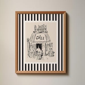 Paris Cafe Giclée Kunstdruck: Minimalistische französische Illustration