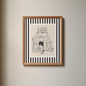 OOH LA LA Stampa artistica Giclée con strisce, arte parigina, arte minimalista, arte murale francese, disegno di Parigi, illustrazione di Parigi, arte murale