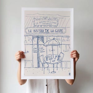 Le Bistro Paris Art Print: Minimalist French Restaurant Illustration