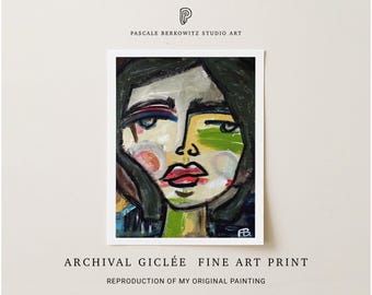 Portrait Painting Giclée  Print: Abstract Art