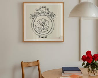 Peony Sketch Art Print: Giclée Floral Illustration, Botanical Home Decor