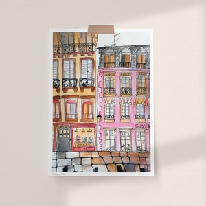 Giclée Fine Art Print Boulangerie, Paris Illustration, Art Print, Paris Art, Wall Decor, Home Decor, Pink Art, Wall Art image 1