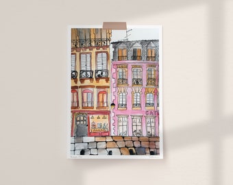 Giclée Fine Art Print "Boulangerie, Paris" - Illustration, Art Print, Paris Art, Wall Decor, Home Decor, Pink Art, Wall Art