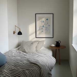 Lámina artística de Santorini, Grecia: Arte lineal minimalista, decoración de la isla griega. imagen 5