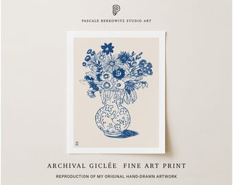 Floral Still Life Art Print: Botanical Line-Art