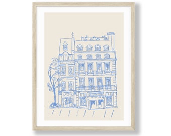 A Parisienne Building Art Print, Giclée Fine Art Print of an Original Sketch Illustration, Wall Art Decor