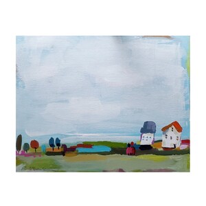 Original Acrylic Painting, Tiny Houses No. 14, Original Artwork on Canvas Board, Wall Art, Original Painting image 1