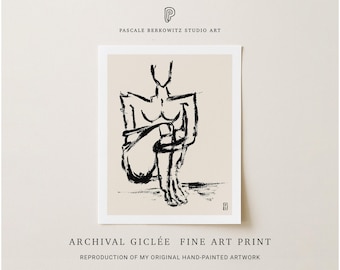 Figure Drawing Giclée Art Print: Minimalist Woman Sketch Illustration