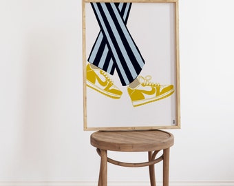 Yellow Nike Air Sneaker Giclée Art Print, Fashion Illustration
