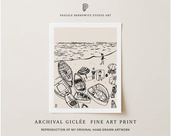 Wybrzeże Amalfi, Włochy, wydruk artystyczny: Ilustracja plaży Morza Śródziemnego