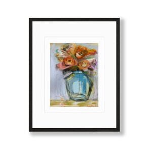 Blue Vase Still Life Art Print, Giclée Fine Art Print, Floral Still Life Print,  11" x 14" Art Print, Wall Art, Wall Decor, Flower Art