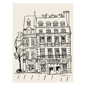 A Parisienne Building Art Print, Giclée Fine Art Print of an Original Sketch Illustration, Wall Art Decor