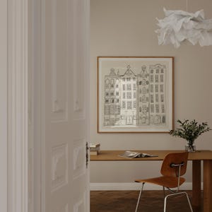 Amsterdam Canal House Art Print: Minimalist Sketch Travel Decor image 11