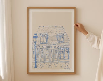 Le Petit Chateau à Paris, France impression d'art, impression giclée d'art d'une illustration originale de croquis, dessin au trait, décoration murale, dessin d'esquisse