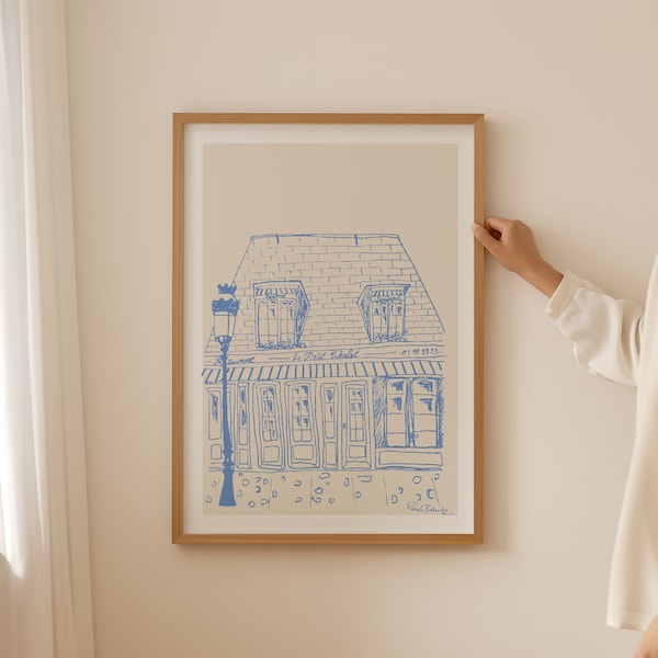 Le Petit Chateau in Paris, France Art Print, Giclée Fine Art Print of an Original Sketch Illustration,  Line Art, Wall Decor, Sketch Drawing