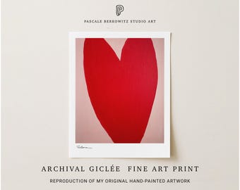 Red Heart Giclée Art Print: Abstract Pop Art Wall Decor
